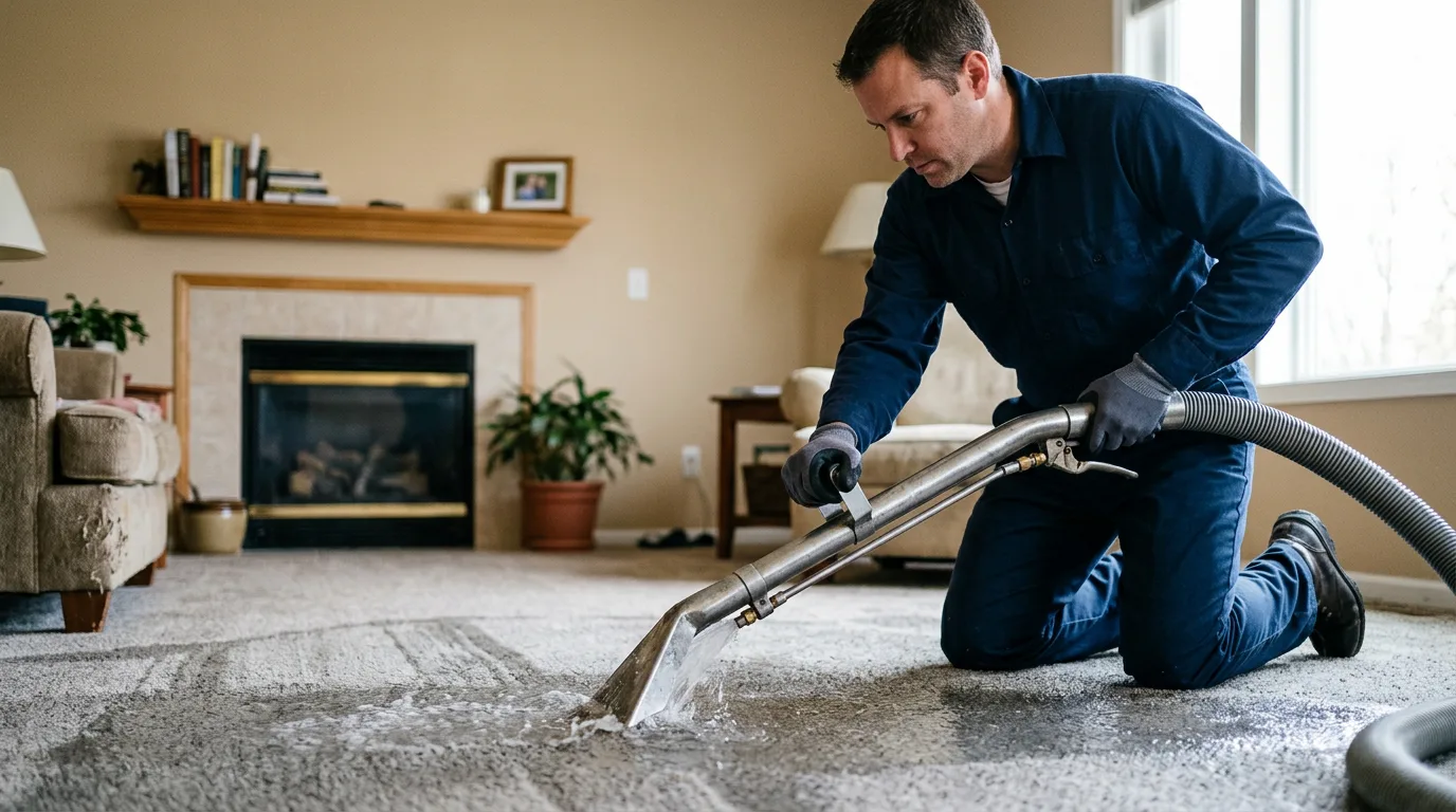Water damage restoration technician working near Edison, CA